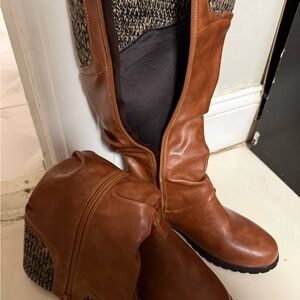 Brown Leather Knee-High Boots